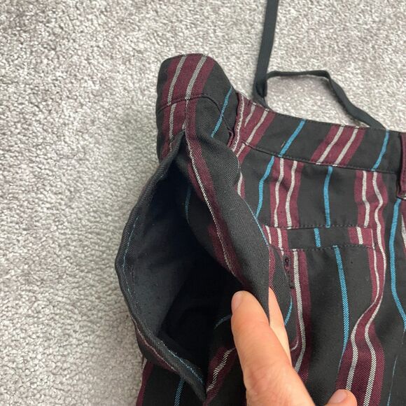 Urban Outfitters Cropped Pants Mens 34 Maroon Black Striped Straight Drawstring - Picture 7 of 15